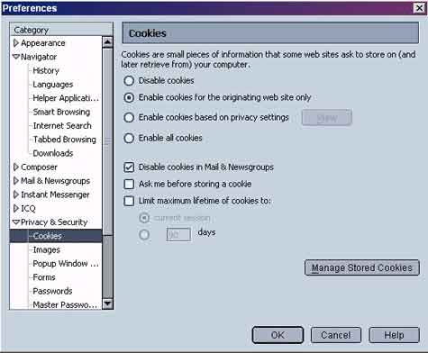 Enable Cookies in Netscape 7 and 6